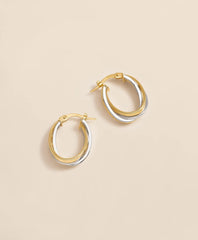 14k Yellow-White Gold Hoop Earrings | Brooks Brothers