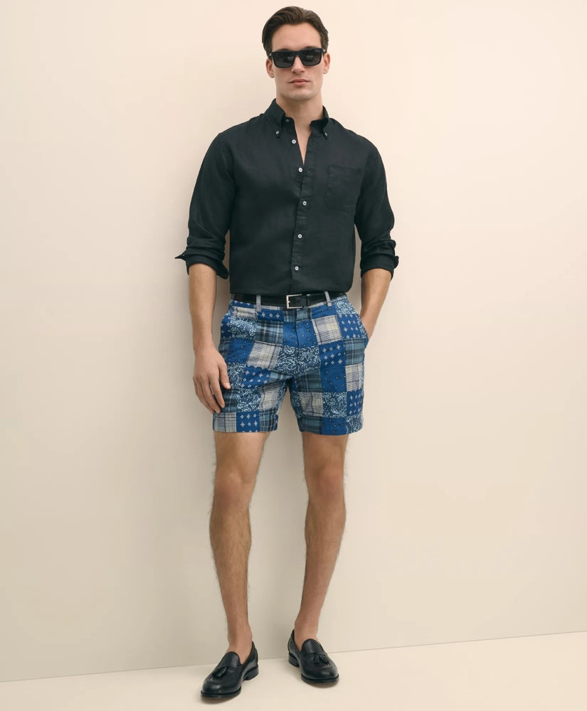 7" Cotton Patchwork Madras Shorts | Brooks Brothers