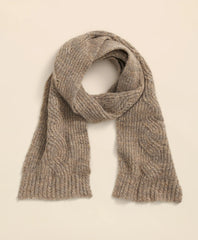 Alpaca-Cotton-Wool Blend Cable Knit Wrap Scarf | Brooks Brothers