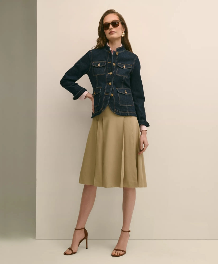 A-Line Wool-Blend Pleated Skirt | Brooks Brothers