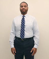 Big & Tall Stretch Cotton Broadcloth Non-Iron Ainsley Collar, Tattersall Dress Shirt | Brooks Brothers