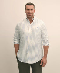 Big & Tall Stretch Cotton Non-Iron Oxford Polo Button Down Collar, Outline Stripe Shirt | Brooks Brothers