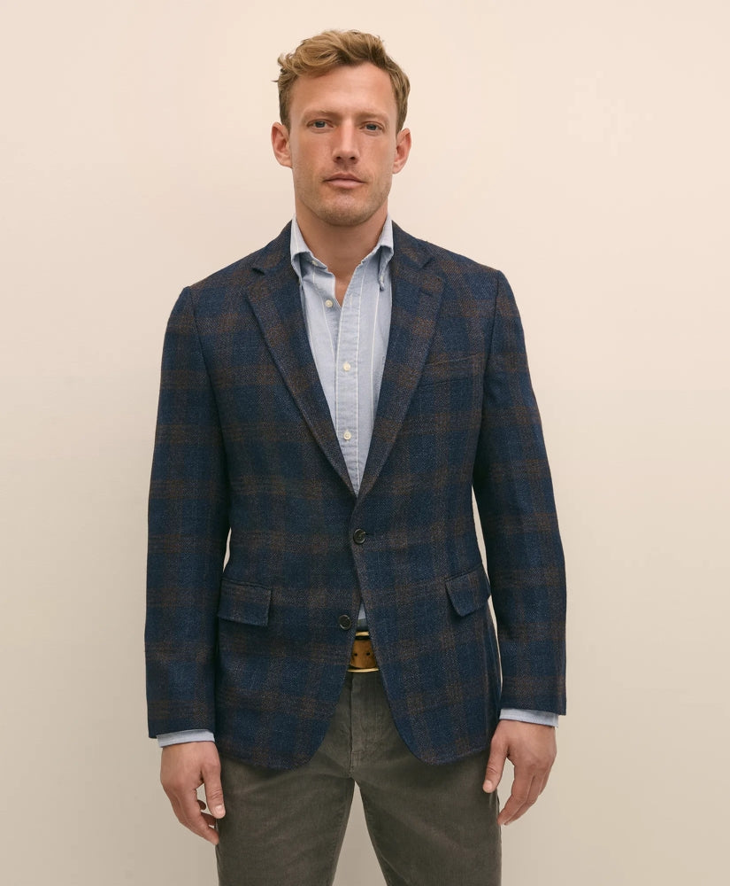 Classic Fit Wool-Cotton-Silk-Cashmere Hopsack Check Sport Coat | Brooks Brothers