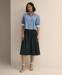 Cotton Blend A-Line Denim Skirt | Brooks Brothers