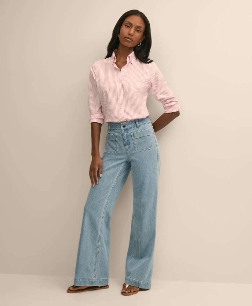 Cotton-Blend Patch Pocket Flare Jeans | Brooks Brothers