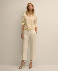 Cotton Dobby Cropped Wide-Leg Pants | Brooks Brothers