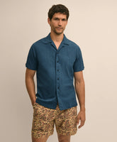 Cotton Embroidered Geo Camp Collar Short-Sleeve Shirt | Brooks Brothers