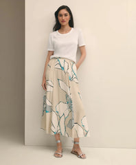 Flare Midi Skirt In Abstract Print | Brooks Brothers
