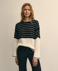 Cotton Oversized Mariner Stripe Sweater | Brooks Brothers