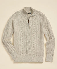 Cotton Quarter-Zip Mouline Fisherman Military Sweater | Brooks Brothers