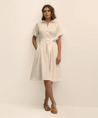 Cotton Sateen Short-Sleeve Belted Shirt Dress | Brooks Brothers