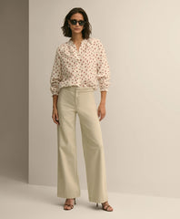 Cotton Twill Braided-Detail Wide-Leg Pants | Brooks Brothers