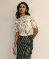 Dot-Print Tie-Neck Blouse | Brooks Brothers