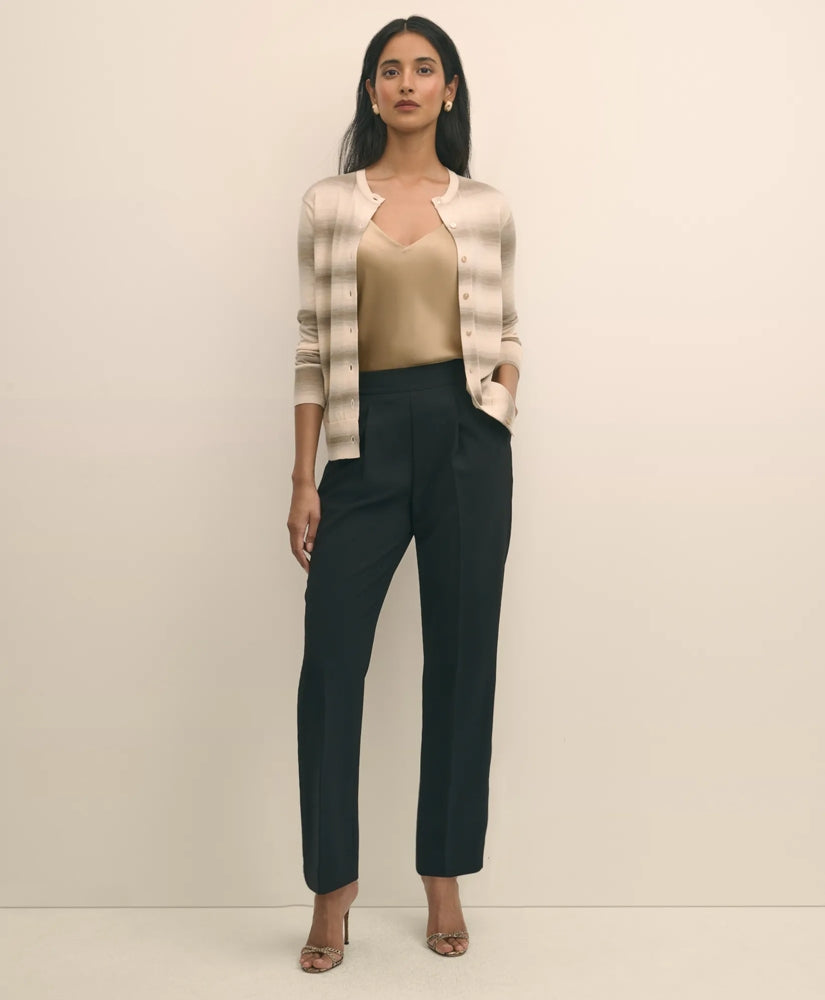 Easy Fit, Elastic Back Fine Twill Stretch Crepe Straight-Leg Pants | Brooks Brothers