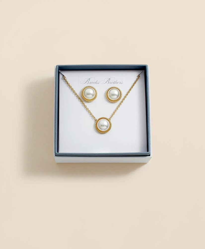 Faux Pearl Cabochon Rope-Bezel Set | Brooks Brothers
