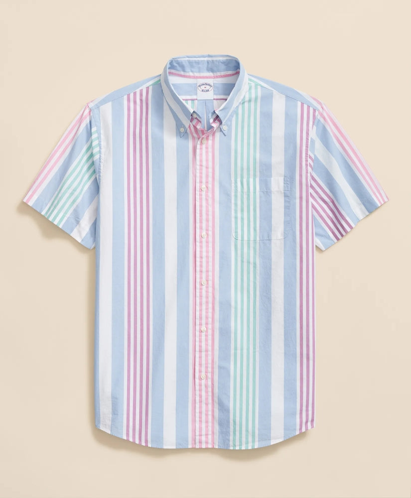 Friday Shirt, Short-Sleeve Poplin Awning Stripe | Brooks Brothers