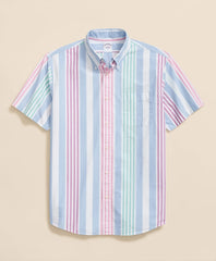 Friday Shirt, Short-Sleeve Poplin Awning Stripe | Brooks Brothers