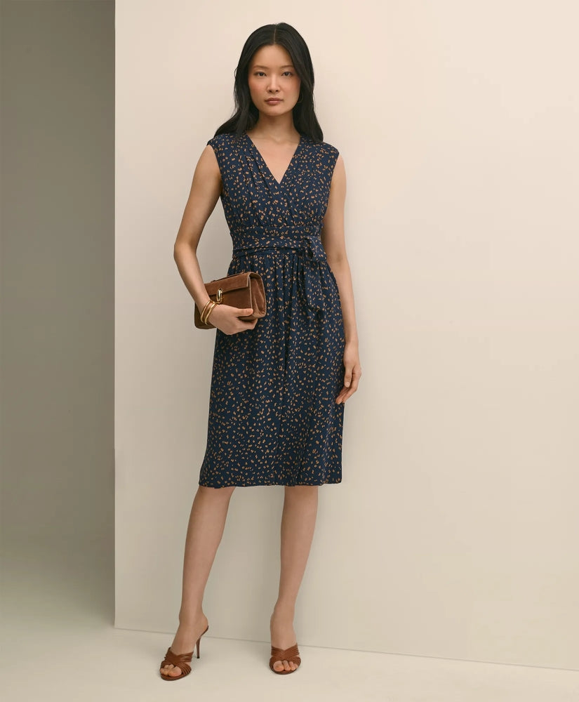 Georgette Crepe Abstract Print Faux-Wrap Dress | Brooks Brothers