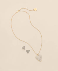 Gold-Tone Cubic Zirconia Heart Necklace & Earrings Set | Brooks Brothers