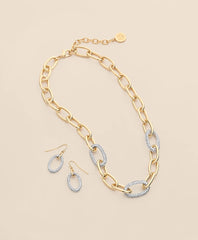 Gold-Tone Cubic Zirconia Link Necklace & Earrings Set | Brooks Brothers