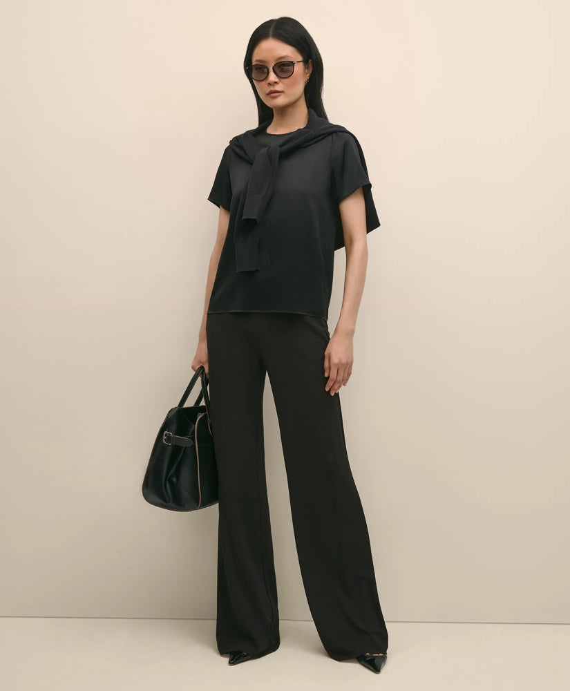 High-Waisted, Elastic Back Matte Jersey Pants | Brooks Brothers