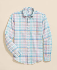 Irish Linen Polo Button Down Collar, Multi Plaid Shirt | Brooks Brothers