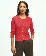 Linen Cable V-Neck Cardigan | Brooks Brothers
