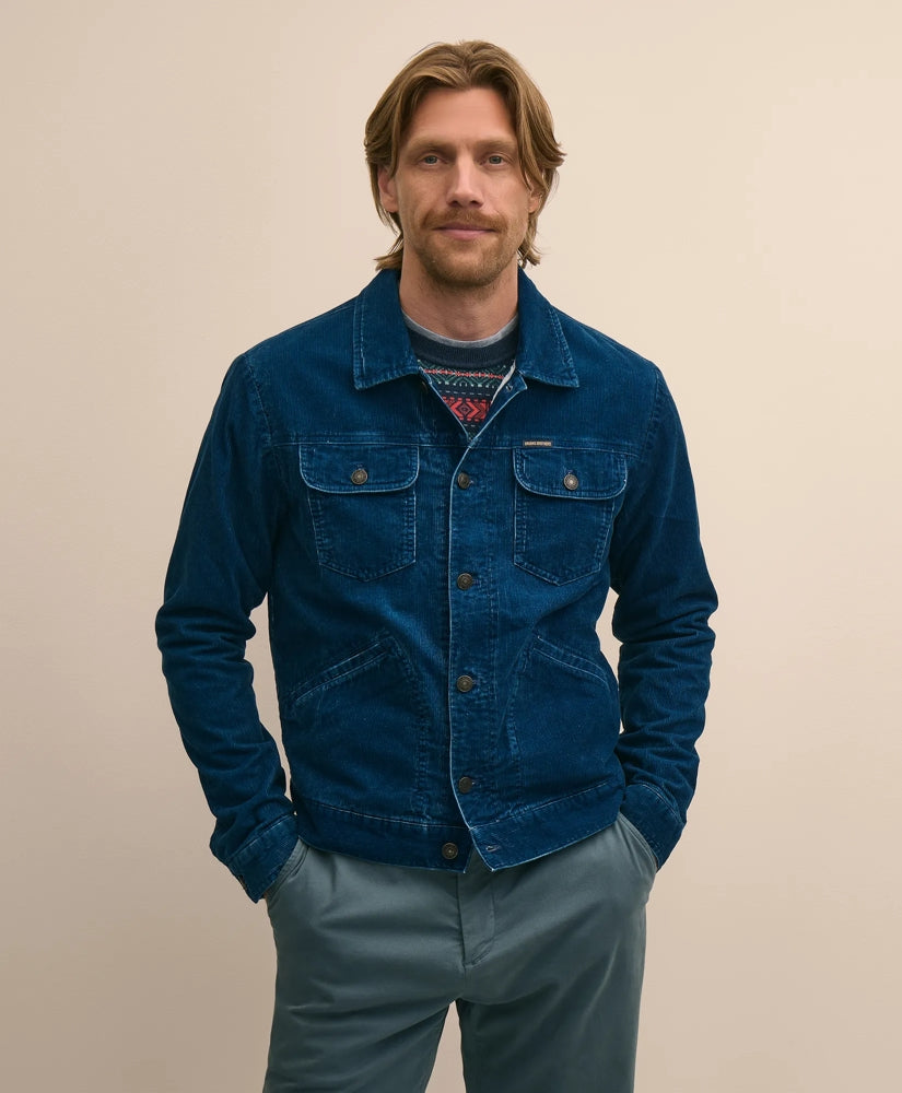 Medium Wale Corduroy Indigo Trucker Jacket | Brooks Brothers