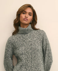Merino Wool Blend Marled Cable-Knit Turtleneck Sweater | Brooks Brothers