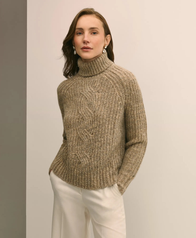 Alpaca-Wool Blend Relaxed Shimmer Turtleneck Sweater | Brooks Brothers