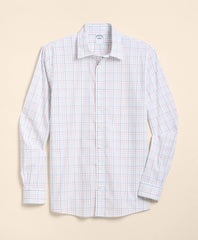 Performance Series Stretch Spread Collar, Tattersall Sport Shirt | Brooks Brothers