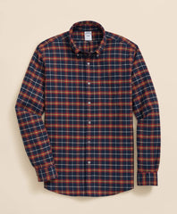 Portuguese Flannel Polo Button Down Collar, WIndowpane Shirt | Brooks Brothers