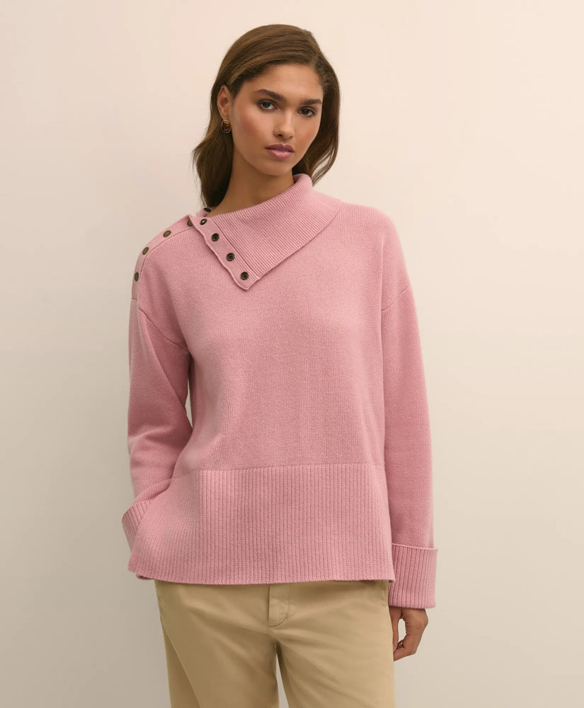 Relaxed Wool-Blend Foldover Snap Collar Sweater | Brooks Brothers