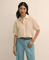 Silk-Cotton Elbow-Bubble-Sleeve Shirt | Brooks Brothers