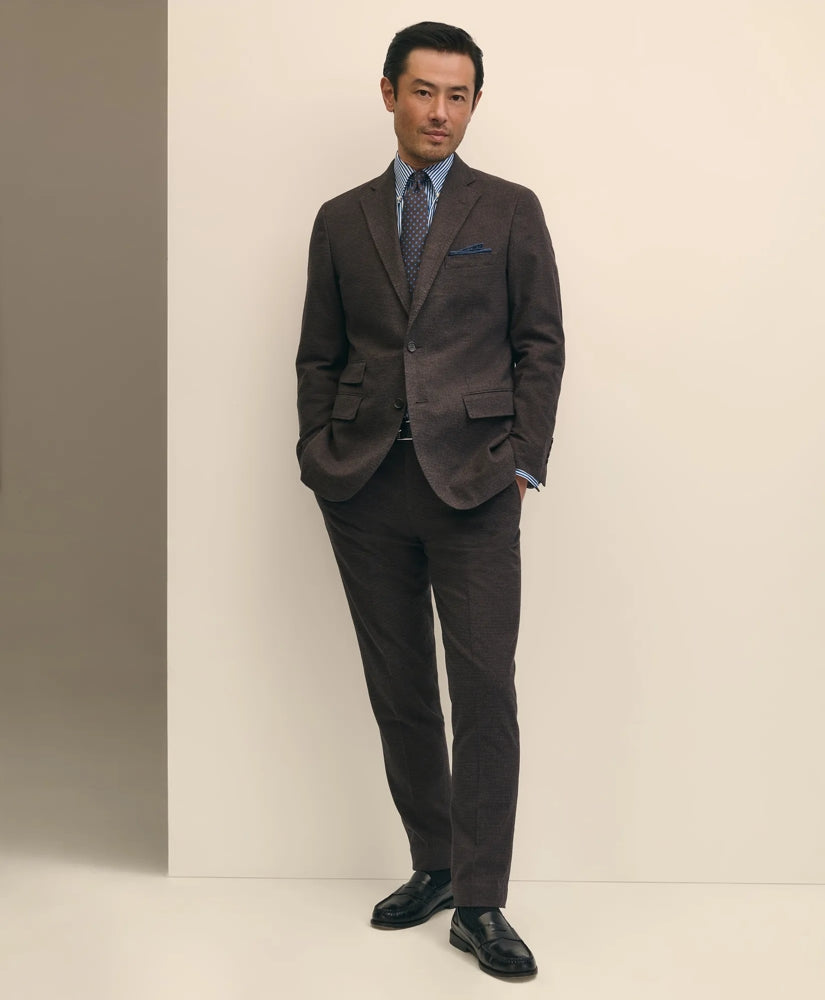 Slim Fit Mini-Houndstooth Suit Pants in Brushed-Cotton | Brooks Brothers