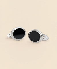 Sterling Silver Onyx Oval Rhodium-Plated Cufflinks | Brooks Brothers