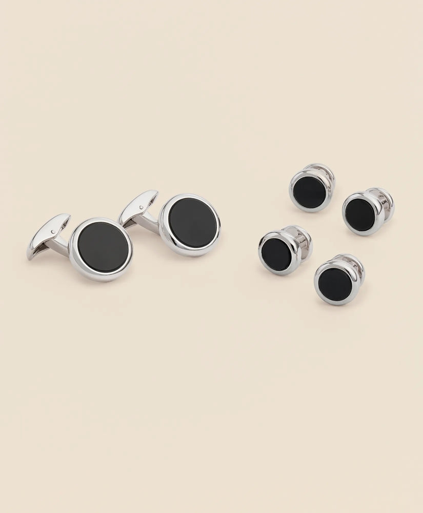 Sterling Silver Onyx Rhodium-Plated Cufflinks | Brooks Brothers