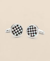 Sterling Silver Rhodium-Plated Checkerboard Cufflinks | Brooks Brothers