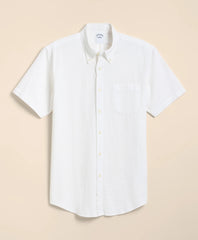 Stretch Cotton Seersucker Button-Down Collar Short-Sleeve Sport Shirt | Brooks Brothers