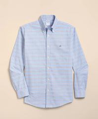 Stretch Non-Iron Cotton-Oxford Polo Button-Down, Check Sport Shirt | Brooks Brothers