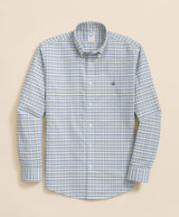 Stretch Non-Iron Oxford Button-Down Collar, Tattersall Sport Shirt | Brooks Brothers