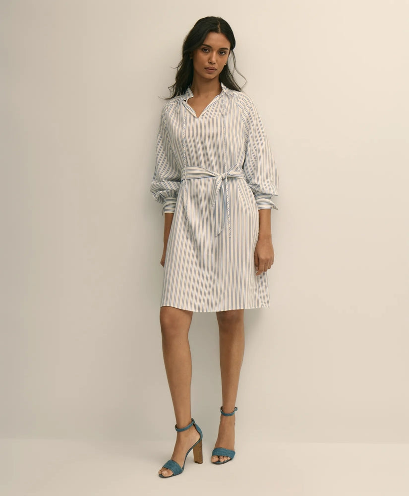 Viscose Pullover Striped Belted Shirt Dress | Brooks Brothers
