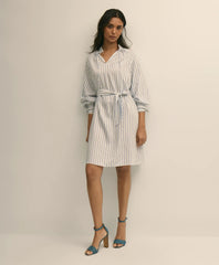 Viscose Pullover Striped Belted Shirt Dress | Brooks Brothers