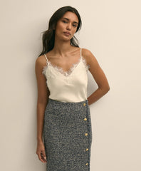 V-Neck Lace-Trimmed Cami in Silk Charmeuse | Brooks Brothers