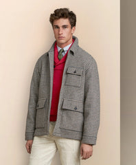 Wool Blend Double-Faced Guncheck Walking Coat | Brooks Brothers