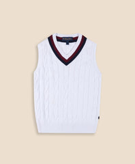 Boys Classic Cable Knit Tennis Vest | Brooks Brothers