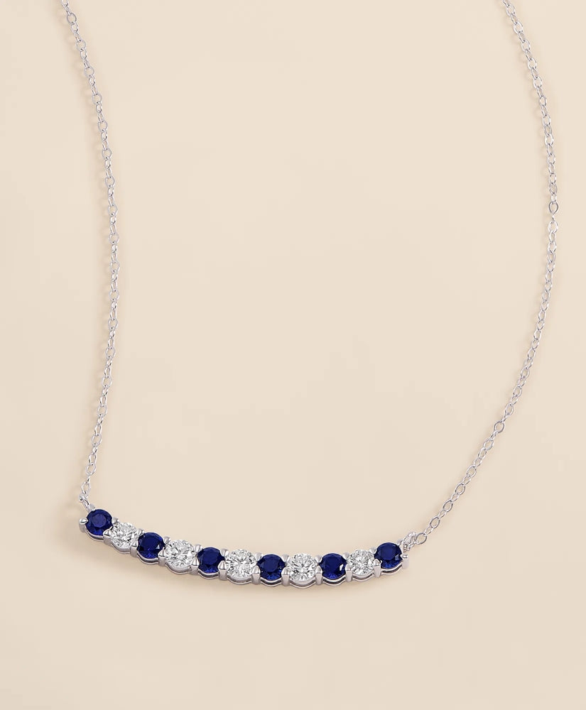 0.63 CT. Lab-Grown Diamond 3mm Sapphire 14k White Gold Necklace | Brooks Brothers