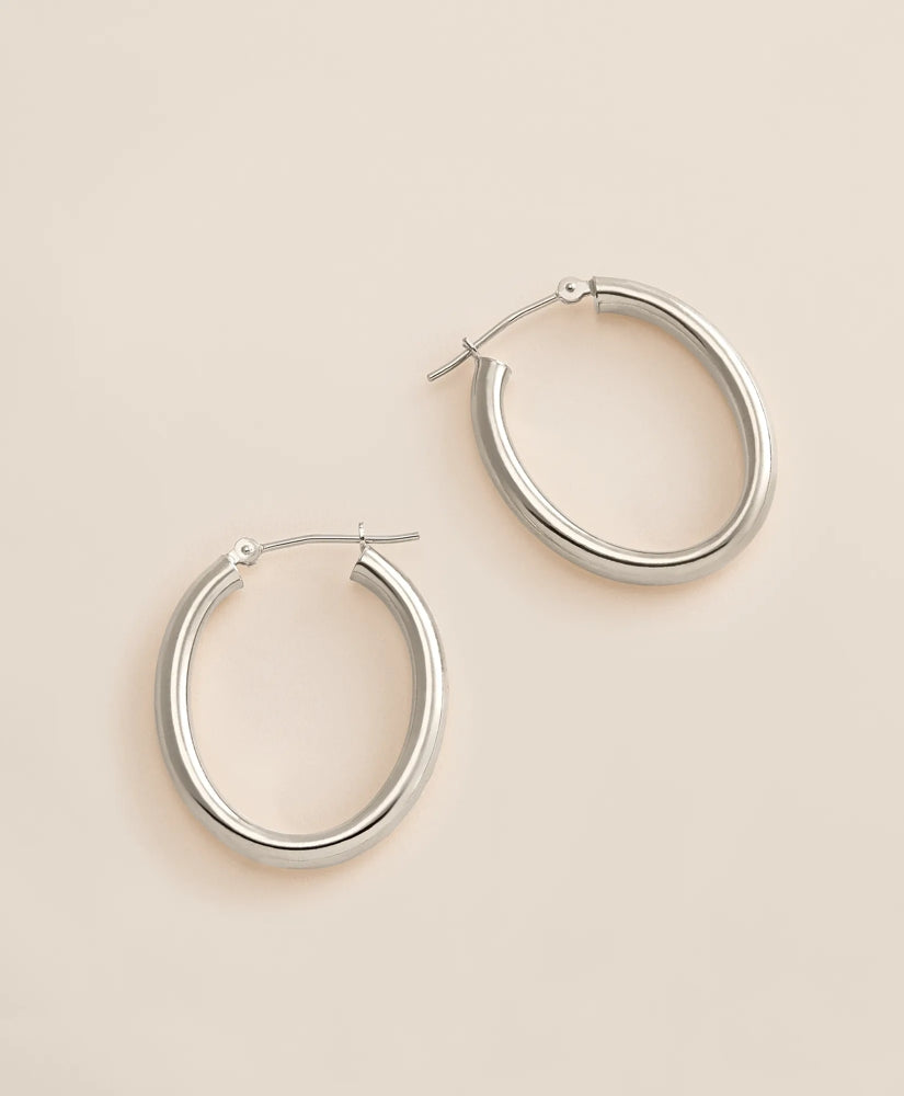 14k White Gold Small Hoop Earrings | Brooks Brothers