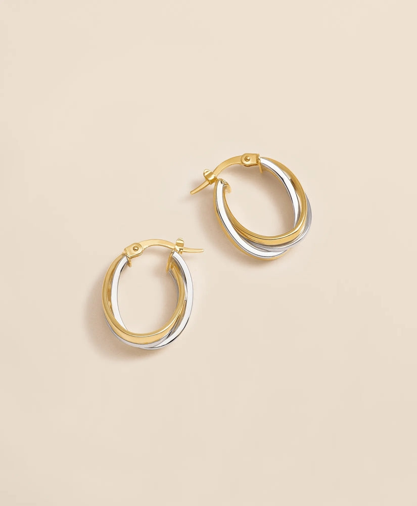 14k Yellow-White Gold Hoop Earrings | Brooks Brothers