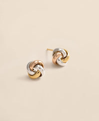 14k Yellow-White-Rose Gold Knot Stud Earrings | Brooks Brothers